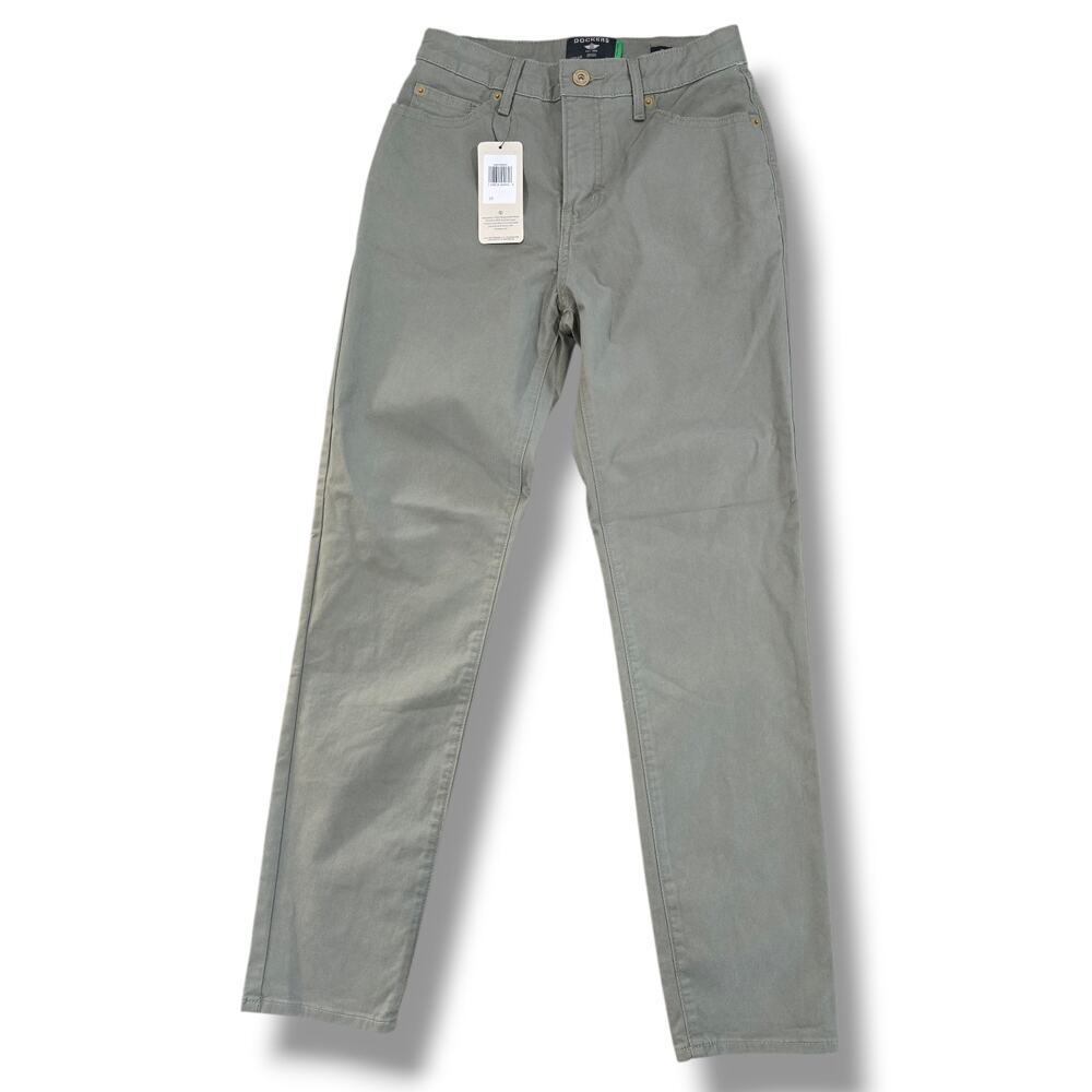 NWT Dockers Women's Size 25 High Slim Pants Olive Green WaterLess Chinos